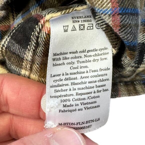 Everlane Men's Plaid Button Down Preppy Outdoor Casual Flannel Shirt Size MEDIUM - Picture 3 of 7